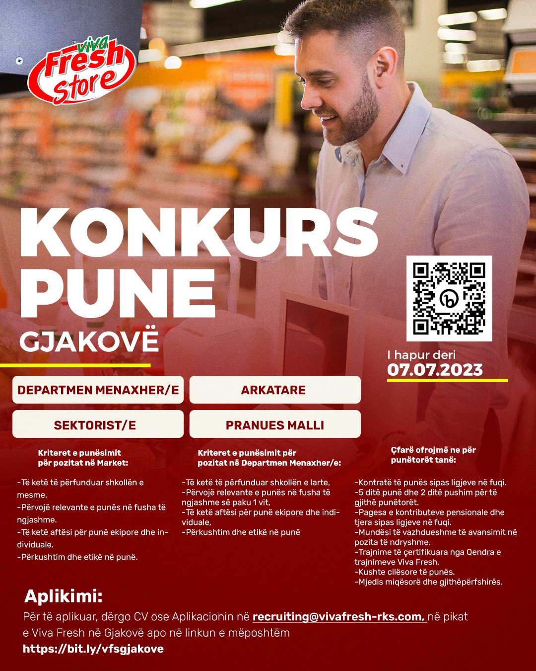 Department Menaxher/e, Arkatare, Sektorist/e, Pranues Malli